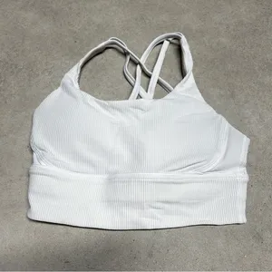 Lululemon Energy Sports Bra Long Line Texture Ribbed Padded White Size 6 thumbnail 3