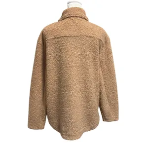 Banana Republic Factory Women’s Size S Bonded Sherpa Shacket Tan Camel thumbnail 3