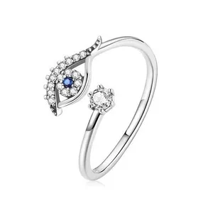 Sterling Silver 925  Evil Eye Crystal Ring thumbnail 6