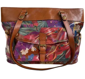 EUC Patricia Nash Leather Bolsena Shoulder Bag Summer Florals Retail $229.00 thumbnail 1