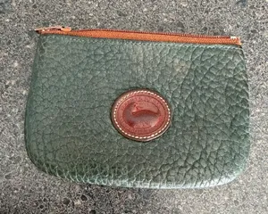Vintage Dooney & Bourke AWL Leather Big Duck Coin Purse Ivy Green British Tan thumbnail 1