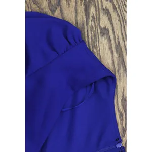 NWT Xscape Scuba Crepe V Neck Ruffled Puff Sleeve Dress Gown Marine Blue 14P thumbnail 10