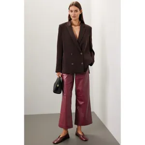 Joe's Jeans Mia Vegan Leather Pants Burgundy Wide Leg Cropped High Rise 31 thumbnail 8