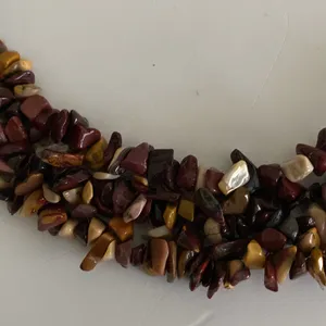 Agate Jasper collar necklace Multicolor natural stone nugget beaded cluster EUC thumbnail 6