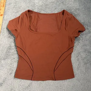 Lululemon square neck mesh yoga t-shirt ancient copper thumbnail 1