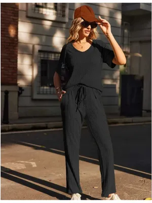 NEW MINTREUS Ribbed Knit Pajama Soft Lounge Set Lightweight Sleepwear L thumbnail 7