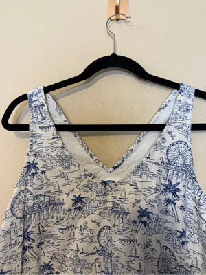 Old Navy Linen Blend Ferris Wheel Boardwalk‎ Print Dress Size Small NWT thumbnail 4