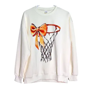 NWT Basketball Game Day Bow Graphic Crewneck Sweatshirt Apricot Medium thumbnail 3