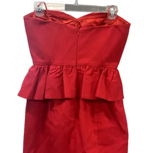Anyn K Women's Red Strapless 100% Cotton Peplum Mini Dress S Excellent Condition thumbnail 6