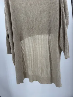 Pull&Bear oversized fine-knit sweater dramatic high-low asymmetrical hem linen S thumbnail 4