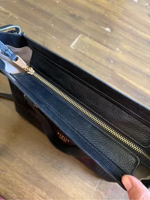 Radley London Eltham Mews Black Tote Handbag Crossbody Faux Croc Embossed Grab thumbnail 9