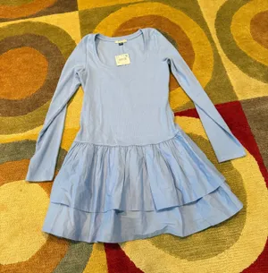 NWT American Eagle Scoop Neck Knit Ruffle Mini Dress Very Short Fitting Medium thumbnail 1