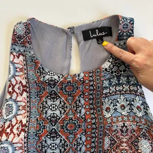 Lulus Sleeveless Swing Shift Mini Dress Women’s Large Gray/Blue/Black/Orange thumbnail 4