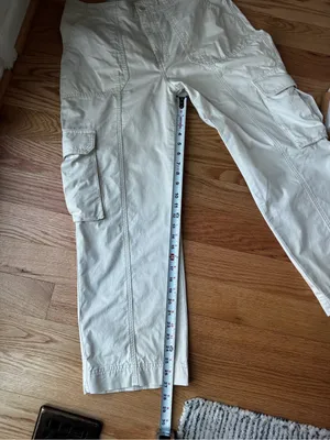 Abercrombie High Rise Baggy Cargo Pants Cream Relaxed Fit Utility Size 12 31 thumbnail 11