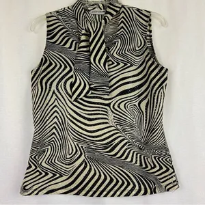 Vintage Y2K Jaipur Zebra Print Top Sparkle Sleeveless Mobwife Animal Print Large thumbnail 3