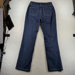 LL Bean Classic Fit Fleece Lined Jeans Womens 8‎ Reg Dark Indigo 502819 Stretch thumbnail 3