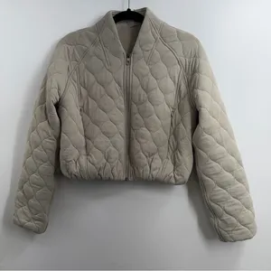 Lululemon Quilted Bomber Jacket Women’s 2 Riverstone Sage Green Cropped LW3HFMS thumbnail 14