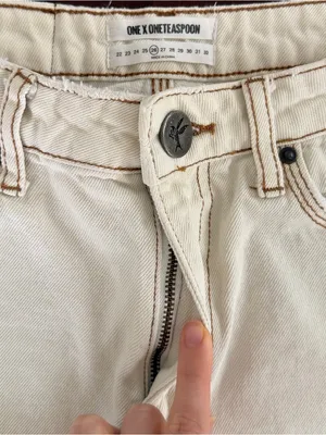 One X Oneteaspoon High Waist Bonita Denim Cut-off Shorts in Cream - Size 26 thumbnail 5