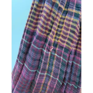 Free People Come On Over Tunic XS Purple Orange Plaid Raw Hem Gauze Boho‎ Top thumbnail 7