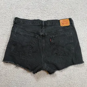 Levis 501 Denim Jean Shorts 31 Original High Rise Cut Off Black Distressed Y2K thumbnail 2
