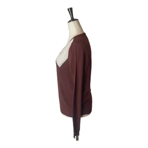Barneys New York O’2nd Brown And Ivory V Neck Pullover Lightweight Sweater S‎ thumbnail 4