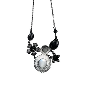 Paparazzi Exquisitely Eden White Statement Necklace Floral Silver Women One Size thumbnail 6