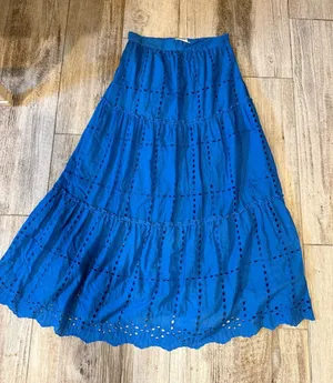 Indikah Blue Eyelet Maxi Skirt thumbnail 1