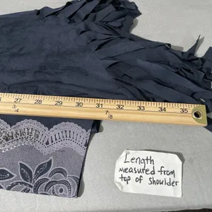 Vocal Tunic Top Size XL Gray Faux Suede Fringed Silver Studded Whimsigoth Punk thumbnail 9