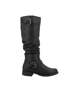 NWT Journee Collection Womens Stormy Boot Faux Leather Slouch Black 8M thumbnail 2