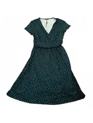 Ouges NEW Women's Dress Size Large Jade Polka Dot Fit Flare Classic City Chic Green thumbnail 3