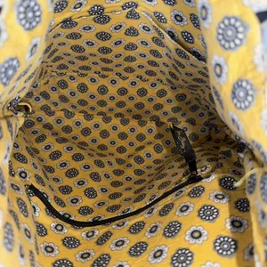 Vera Bradley Yellow Bird Tote Shoulder Bag Black Yellow Quilted Floral Purse thumbnail 5