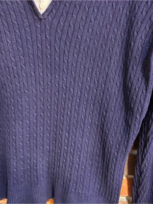 VTG Jeanne Pierre womens cable knit sweater navy L thumbnail 2