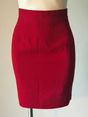 PANTZ Vintage 100% Wool Vibrant Red Pencil Skirt thumbnail 1