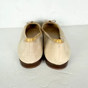 Tory Burch Cap Toe Ballet Flats Size 9 Suede Patent Leather Butter Yellow Tan thumbnail 6