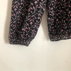 Ann Taylor Loft Floral Square Neck Long Sleeve Lightweight Blouse Top Medium thumbnail 3