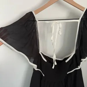 Anthropologie‎ Maeve XS Flutter Sleeve Bow Babydoll Dress Black White Whimsigoth thumbnail 8