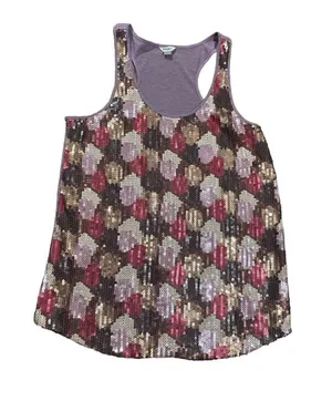 SEQUIN Fossil gold purple silver all-over sequin tank Small y2k vintage retro f… thumbnail 1
