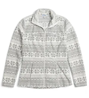 Old Navy Women's White & Gray Fair Isle Zip-Up Teddy Jacket thumbnail 1