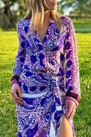 NWT! Zara Purple and White Paisley Button-Front Blouse Size S thumbnail 1