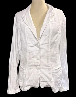 Old Navy L Blazer White Cotton Lightweight Textured Casual Professional Summer‎ thumbnail 1