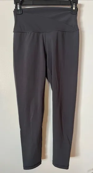 P'tula High-Waist Gunmetal Gray Leggings with Crossover Waistband thumbnail 1