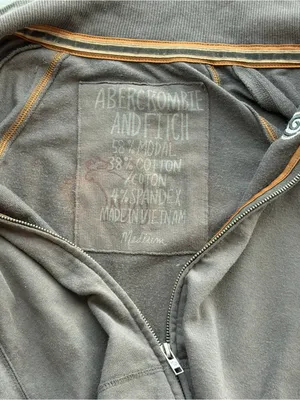 Y2K Abercrombie & Fitch Gray Full-Zip Hoodie Patchwork Embroidered thumbnail 5