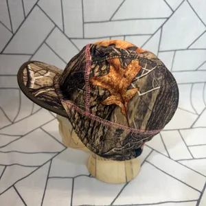 Huntworth Camo Hunting Hat S/M Brown Pink Real Tree Ponytail Grid Fleece Cap thumbnail 2