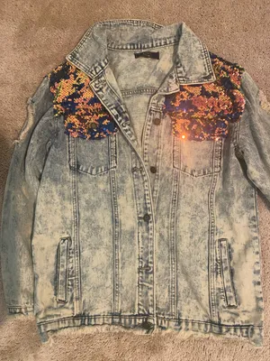 Sequin Denim Jacket Multiple Size M thumbnail 2