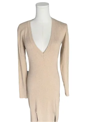 Lioness - Opulence Maxi Sweater Dress Cream Beige Sz S thumbnail 4