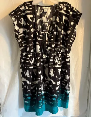 Motherhood Maternity Summer Short‎ Dress Size Large Quarter Zip Lightweight Teal thumbnail 1