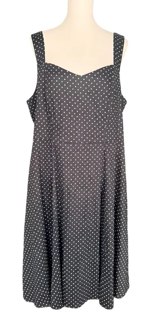 Torrid Black White Polka Dot Sweetheart Cutout Back Fit Flare Midi Dress Size 18 thumbnail 1