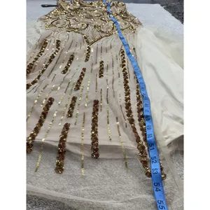Angel Fashions Strapless Gold Sequin Beaded Long Gown Dress Women Size L thumbnail 11