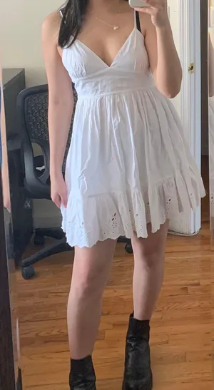 Zara White Ruffle Dress thumbnail 1