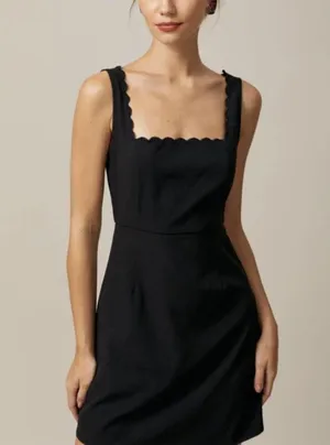 RIHOAS The Black Square Neck Scalloped Mini Dress 22 thumbnail 3